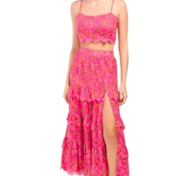 BNWT Caroline Constas 2 piece cropped tank maxi skirt floral set Medium - Picture 1 of 10